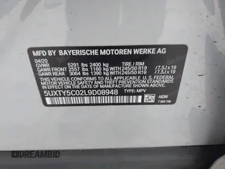 2020 BMW X3 xDrive30i with VIN 5UXTY5C02L9D08948, listed as a IAAI auction lot 40915768 with 72,276 mi miles and . Bid and sale history available at DreamBid. Image 9.
