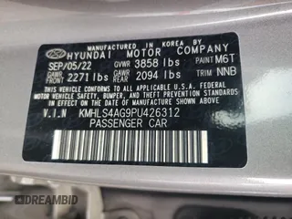 2023 Hyundai Elantra SEL with VIN KMHLS4AG9PU426312, listed as a Copart auction lot 65517284 with 26,877 mi miles and Salvage Title. Bid and sale history available at DreamBid. Image 14.