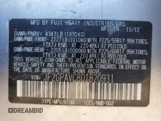 2013 Subaru Crosstrek Premium with VIN JF2GPAVC8D1820931, listed as a Copart auction lot 63558815 with 245,256 mi miles and Salvage title. Bid and sale history available at DreamBid. Image 13.