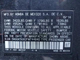 2015 Honda Fit EX with VIN 3HGGK5G82FM744840, listed as a IAAI auction lot 42138045 with 91,321 mi miles and . Bid and sale history available at DreamBid. Image 9.