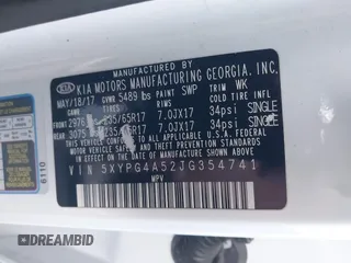 2018 Kia Sorento LX with VIN 5XYPG4A52JG354741, listed as a IAAI auction lot 41626561 with 91,242 mi miles and . Bid and sale history available at DreamBid. Image 9.