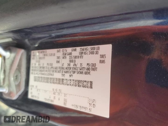 2016 Lincoln MKC Premier with VIN 5LMCJ1D94GUJ28083, listed as a Copart auction lot 44620625 with 181,398 mi miles and Salvage Title. Bid and sale history available at DreamBid. Image 13.