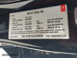 2018 Tesla Model 3 Long Range Battery with VIN 5YJ3E1EA3JF060296, listed as a IAAI auction lot 41901636 with 110,847 mi miles. Bid and sale history available at carsss.com. Image 9.