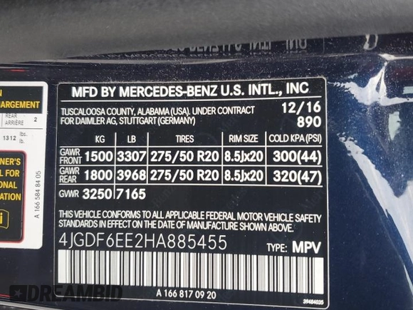 2017 Mercedes-Benz GLS 450 z VIN 4JGDF6EE2HA885455, wystawiony jako Copart lot #60478045 z przebiegiem 124 288 mil mil oraz Szkoda całkowita • Salvage title. Historia ofert i sprzedaży dostępna na DreamBid. Obrazek 14.