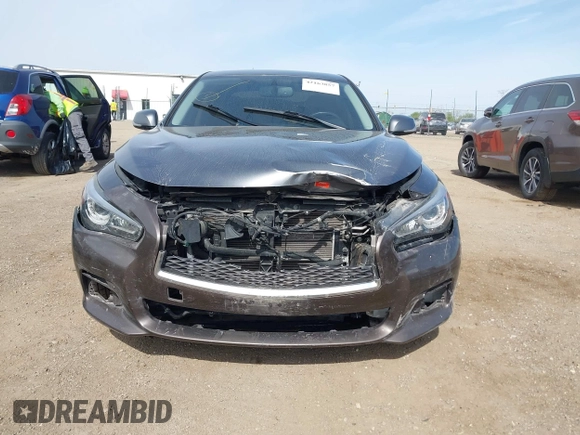2016 Infiniti Q50 3.0t Red Sport 400 with VIN JN1FV7AR8GM451720, listed as a IAAI auction lot 42163857 with 122,158 mi miles. Bid and sale history available at carsss.com. Image 12.
