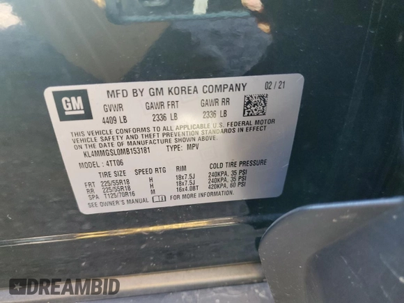 2021 Buick Encore GX Essence z VIN KL4MMGSL0MB153181, wystawiony jako Copart lot #62407445 z przebiegiem 50 864 mil mil oraz Szkoda całkowita • Salvage title. Historia ofert i sprzedaży dostępna na DreamBid. Obrazek 13.