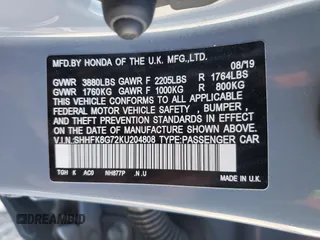 2019 Honda Civic Type R Touring z VIN SHHFK8G72KU204808, wystawiony jako Copart lot #53379255 z przebiegiem 16 656 mil mil oraz Szkody całkowita. Historia ofert i sprzedaży dostępna na DreamBid. Obrazek 12.