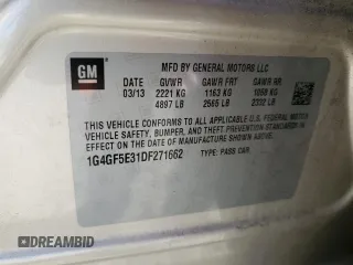 2013 Buick LaCrosse Premium 1 with VIN 1G4GF5E31DF271662, listed as a Copart auction lot 48578955 with 98,923 mi miles and Salvage title. Bid and sale history available at DreamBid. Image 15.