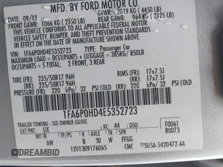 2014 Ford Fusion SE with VIN 1FA6P0HD4E5352723, listed as a IAAI auction lot 42011460 with 118,561 mi miles. Bid and sale history available at carsss.com. Image 9.