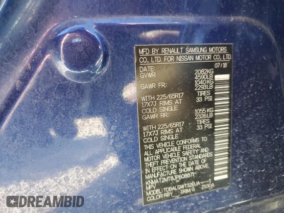 2018 Nissan Rogue SV with VIN KNMAT2MT8JP608871, listed as a Copart auction lot 48659155 with 141,677 mi miles and Salvage Title. Bid and sale history available at carsss.com. Image 14.