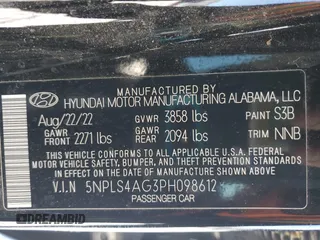 2023 Hyundai Elantra SEL with VIN 5NPLS4AG3PH098612, listed as a Copart auction lot 84548734 with 26,258 mi miles and Salvage Title. Bid and sale history available at DreamBid. Image 12.