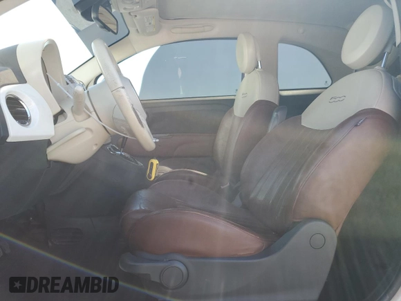 2012 FIAT 500 Lounge with VIN 3C3CFFERXCT370485, listed as a Copart auction lot 57119785 with 108,721 mi miles and Salvage title. Bid and sale history available at DreamBid. Image 7.