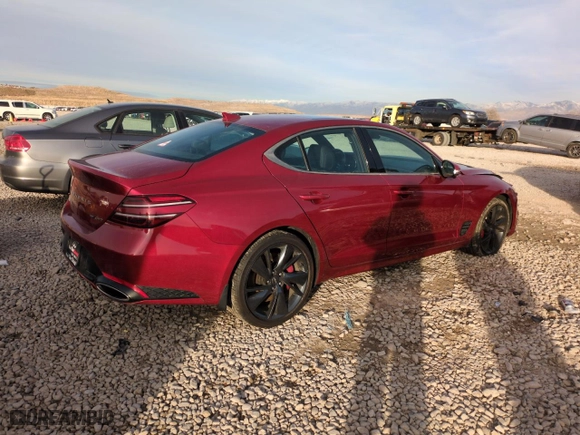 2022 Genesis G70 3.3T with VIN KMTG54TE3NU088591, listed as a Copart auction lot 85343234 with 43,764 mi miles and Salvage Title. Bid and sale history available at carsss.com. Image 3.