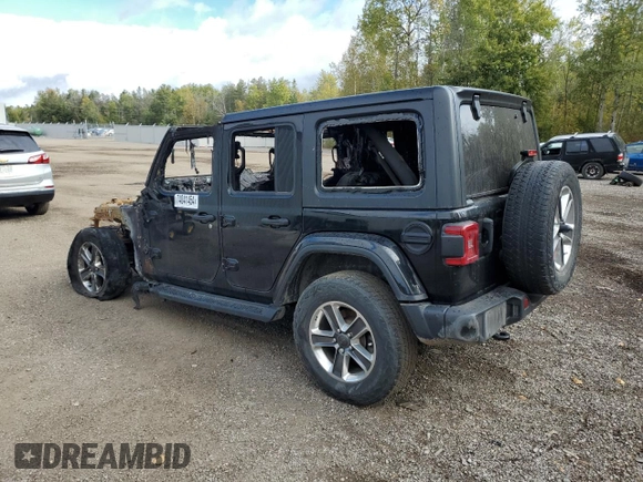 2021 Jeep Wrangler Unlimited Sahara with VIN 1C4HJXEG7MW593969, listed as a Copart auction lot 74041454 with Not provided miles and Non repairable. Bid and sale history available at DreamBid. Image 2.