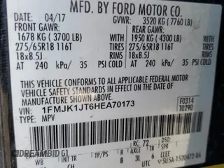 2017 Ford Expedition EL XLT with VIN 1FMJK1JT6HEA70173, listed as a Copart auction lot 83301454 with 74,566 mi miles and Clean Title. Bid and sale history available at carsss.com. Image 13.