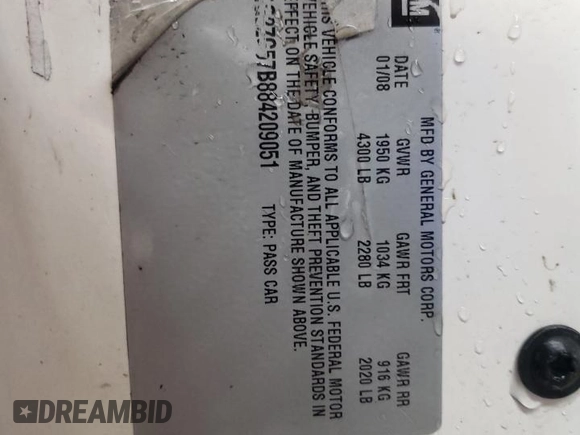 2008 Pontiac G6 z VIN 1G2ZG57B884209051, wystawiony jako Copart lot #46686815 z przebiegiem 177 689 mil mil oraz Szkoda całkowita • Salvage title. Historia ofert i sprzedaży dostępna na DreamBid. Obrazek 12.