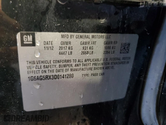 2013 Cadillac ATS z VIN 1G6AG5RX3D0141280, wystawiony jako Copart lot #60154705 z przebiegiem 123 640 mil mil oraz Szkoda całkowita • Salvage title. Historia ofert i sprzedaży dostępna na DreamBid. Obrazek 12.