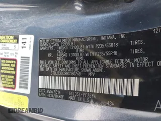 2017 Toyota Sienna LE with VIN 5TDJZ3DC8HS160748, listed as a IAAI auction lot 41327151 with 342,006 mi miles. Bid and sale history available at carsss.com. Image 9.