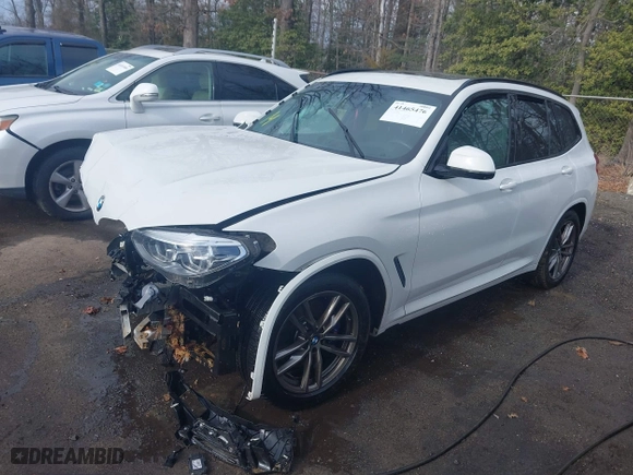 2021 BMW X3 M40i with VIN 5UXTY9C02M9E56106, listed as a IAAI auction lot 41465476 with 1 mi miles. Bid and sale history available at carsss.com. Image 2.