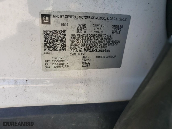2019 GMC Terrain SLT with VIN 3GKALPEX3KL269498, listed as a Copart auction lot 46470115 with 94,587 mi miles and Clean Title. Bid and sale history available at carsss.com. Image 13.