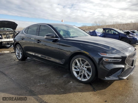 2022 Genesis G70 2.0T with VIN KMTG34TA3NU098458, listed as a Copart auction lot 87091144 with 19,802 mi miles and Salvage Title. Bid and sale history available at carsss.com. Image 4.