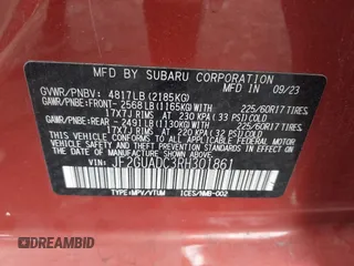 2024 Subaru Crosstrek Premium с VIN JF2GUADC3RH301861, выставлен на аукционе IAAI как лот 42439260 с пробегом 14 243 миль миль и . История ставок и продаж доступна на DreamBid. Изображение 9.