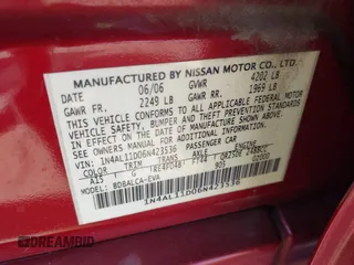 2006 Nissan Altima S z VIN 1N4AL11D06N423536, wystawiony jako IAAI lot #42279390 z przebiegiem 150 308 mil mil oraz . Historia ofert i sprzedaży dostępna na DreamBid. Obrazek 9.