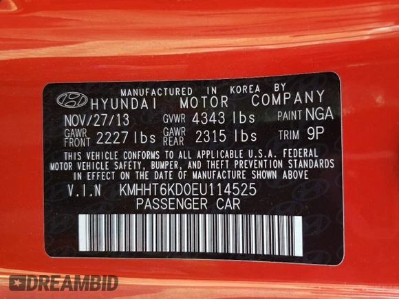 2014 Hyundai Genesis Coupe 2.0T с VIN KMHHT6KD0EU114525, выставлен на аукционе Copart как лот 50731295 с пробегом 115 569 миль миль и Списание • Salvage title. История ставок и продаж доступна на DreamBid. Изображение 14.
