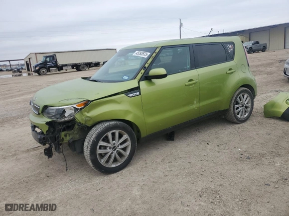 2018 Kia Soul + with VIN KNDJP3A57J7892493, listed as a Copart auction lot 45293575 with 55,560 mi miles and Salvage Title. Bid and sale history available at carsss.com. Image 1.