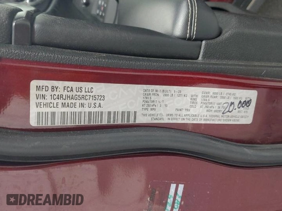 2024 Jeep Grand Cherokee Laredo with VIN 1C4RJHAG5RC715723, listed as a Copart auction lot 59212105 with 48,661 mi miles and Clean title. Bid and sale history available at DreamBid. Image 13.