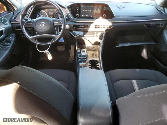 2021 Hyundai Sonata Hybrid SEL with VIN KMHL34JJ6MA032448, listed as a Copart auction lot 48497345 with 57,520 mi miles and Salvage Title. Bid and sale history available at carsss.com. Image 8.