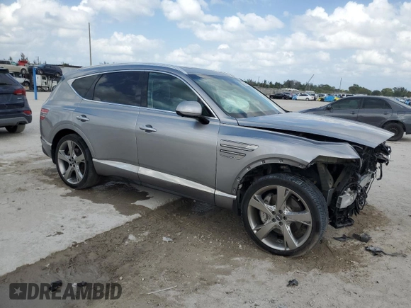 2022 Genesis GV80 with VIN KMUHCESC0NU084316, listed as a Copart auction lot 51074605 with 56,261 mi miles and Non Repairable. Bid and sale history available at DreamBid. Image 4.