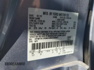 2022 Ford Mustang Mach-E Select z VIN 3FMTK1RM6NMA39047, wystawiony jako Copart lot #43374505 z przebiegiem 27 675 mil mil oraz Szkoda całkowita • Salvage title. Historia ofert i sprzedaży dostępna na DreamBid. Obrazek 13.