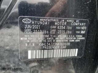 2022 Hyundai Sonata Limited with VIN KMHL34J23NA169938, listed as a Copart auction lot 46823935 with 52,620 mi miles and Non Repairable. Bid and sale history available at carsss.com. Image 14.
