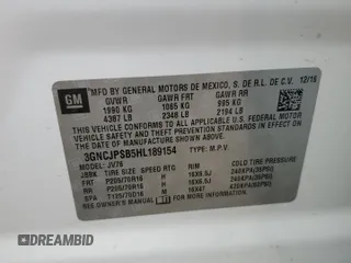 2017 Chevrolet Trax LT with VIN 3GNCJPSB5HL189154, listed as a Copart auction lot 51860095 with 83,732 mi miles and Salvage Title. Bid and sale history available at DreamBid. Image 14.