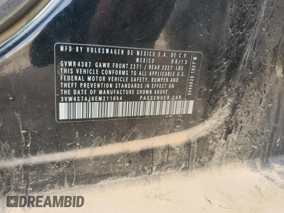 2014 Volkswagen Jetta GLI Edition 30 with VIN 3VW4S7AJ6EM211054, listed as a Copart auction lot 62810235 with 151,382 mi miles and Salvage title. Bid and sale history available at DreamBid. Image 13.
