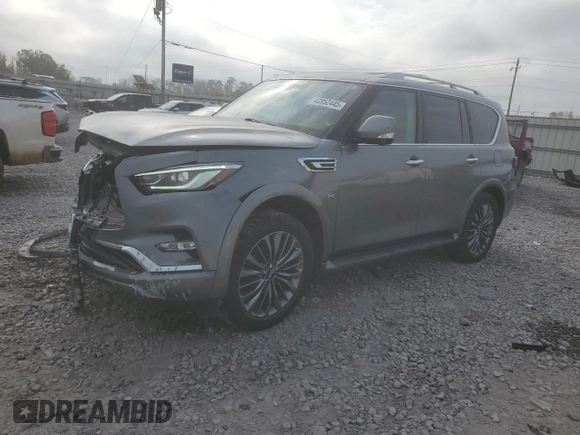 2018 Infiniti QX80 with VIN JN8AZ2NE0J9192824, listed as a Copart auction lot 43952445 with 122,085 mi miles and Salvage title. Bid and sale history available at DreamBid. Image 1.