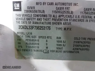 2009 Pontiac Torrent with VIN 2CKDL33F796253176, listed as a IAAI auction lot 42050914 with 290,933 mi miles. Bid and sale history available at carsss.com. Image 9.