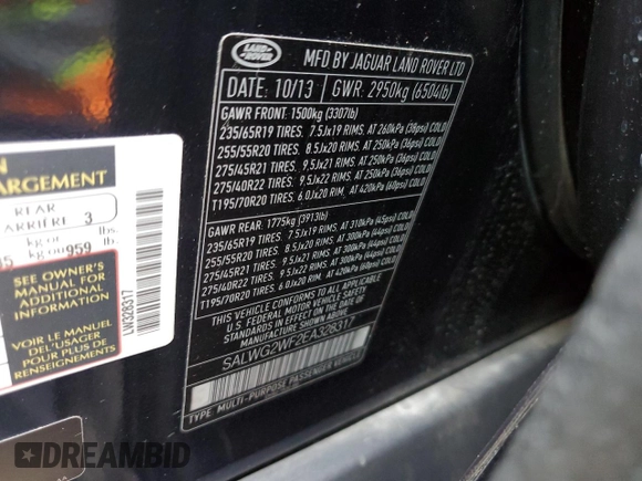 2014 Land Rover Range Rover Sport SE with VIN SALWG2WF2EA328317, listed as a Copart auction lot 45012115 with 131,757 mi miles and Salvage Title. Bid and sale history available at carsss.com. Image 13.