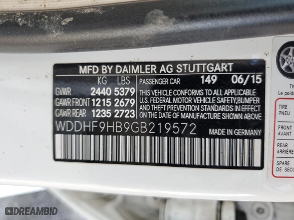 2016 Mercedes-Benz E-Class E 250 BlueTEC Luxury with VIN WDDHF9HB9GB219572, listed as a Copart auction lot 43668975 with 180,293 mi miles and Salvage Title. Bid and sale history available at carsss.com. Image 15.