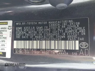 2009 Toyota Matrix S z VIN 2T1LE40E09C006482, wystawiony jako IAAI lot #42624578 z przebiegiem 163 224 mil mil oraz . Historia ofert i sprzedaży dostępna na DreamBid. Obrazek 9.