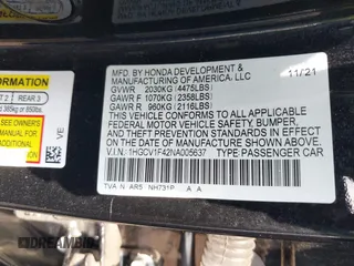 2022 Honda Accord Sedan Sport SE with VIN 1HGCV1F42NA005637, listed as a IAAI auction lot 41910954 with 46,329 mi miles. Bid and sale history available at carsss.com. Image 9.