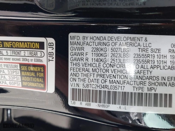 2024 Acura RDX with VIN 5J8TC2H34RL035717, listed as a IAAI auction lot 41229828 with 3,650 mi miles. Bid and sale history available at carsss.com. Image 9.