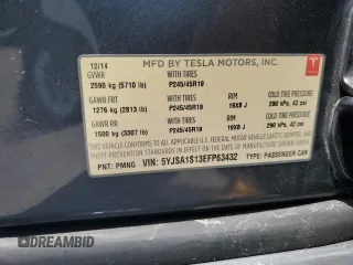 2014 Tesla Model S 60 with VIN 5YJSA1S13EFP63432, listed as a Copart auction lot 56706195 with 114,671 mi miles and Clean Title. Bid and sale history available at DreamBid. Image 12.