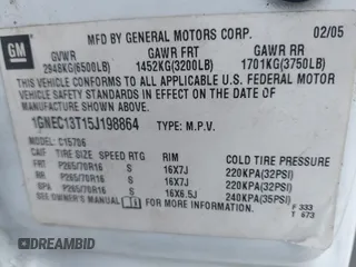 2005 Chevrolet Tahoe LT z VIN 1GNEC13T15J198864, wystawiony jako IAAI lot #42306809 z przebiegiem 317 907 mil mil oraz . Historia ofert i sprzedaży dostępna na DreamBid. Obrazek 9.