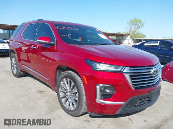 2023 Chevrolet Traverse Premier with VIN 1GNERKKW5PJ312139, listed as a IAAI auction lot 42018962 with 18,460 mi miles and . Bid and sale history available at DreamBid. Image 1.