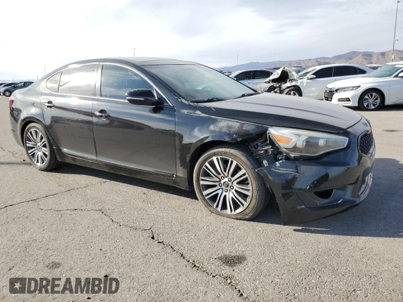 2014 Kia Cadenza Premium with VIN KNALN4D75E5122986, listed as a Copart auction lot 75049884 with 126,125 mi miles and Salvage Title. Bid and sale history available at carsss.com. Image 4.