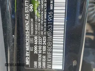 2021 Mercedes-Benz C 300 with VIN W1KWF8DB9MR631906, listed as a Copart auction lot 62200335 with 48,267 mi miles and Salvage title. Bid and sale history available at DreamBid. Image 12.