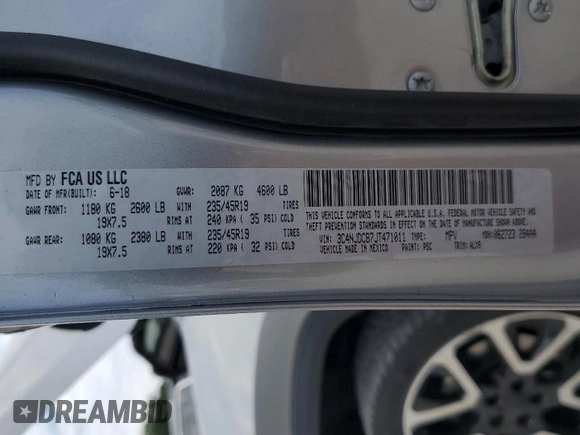 2018 Jeep Compass Limited с VIN 3C4NJDCB7JT471011, выставлен на аукционе Copart как лот 62475725 с пробегом 103 750 миль миль и Списание • Salvage title. История ставок и продаж доступна на DreamBid. Изображение 13.