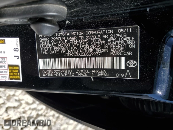 2011 Toyota Prius I with VIN JTDKN3DU5B5299371, listed as a Copart auction lot 46093655 with 165,171 mi miles and Salvage Title. Bid and sale history available at carsss.com. Image 13.